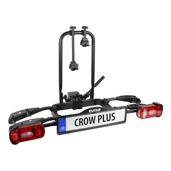 Porte Vélo Plateforme Eufab Crow Plus Inclinable Pour 2 Vélos VAE Fixation Rapide Sur L'Attelage - Possibilte D'Une Extension Pour 3Ème Vélo - Charge Maxi 50Kgs