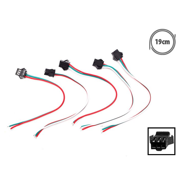 Prise JST 3 pin avec câble femelle x5