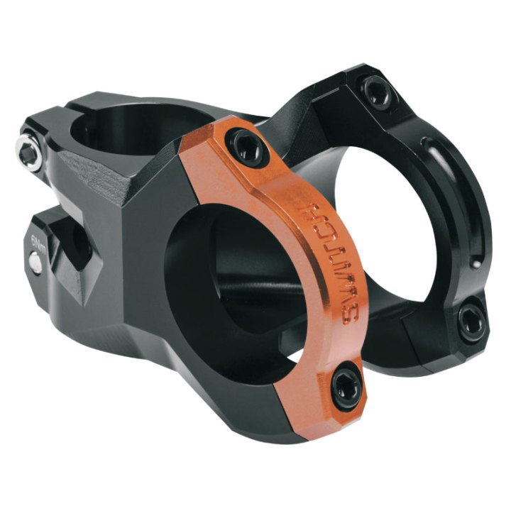 Potence VTT Switch Rocker Alu Cnc Noir-Orange Cintre 35 mm Dh L 45 mm