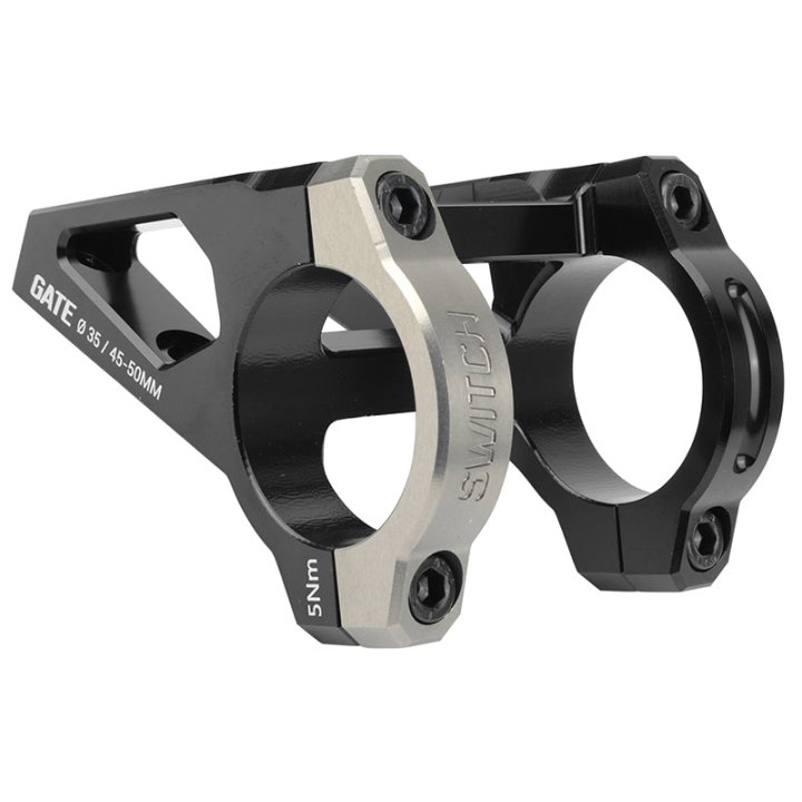 Potence VTT Switch Gate Alu Cnc Noir-Gris Cintre 35 mm Dh Réglable Entre 45 - 50 mm -Inclus Plaque Fixation-