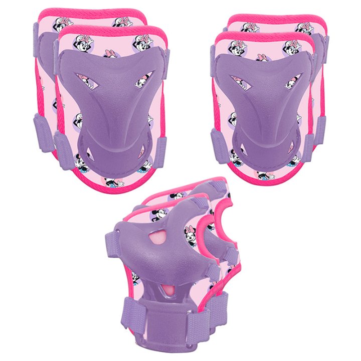 Protection Genouilleres - Coudieres Et Poignets Disney Minnie Violet-Rose (Kit 6 Pieces) Pour Vélo - Roller - Skate