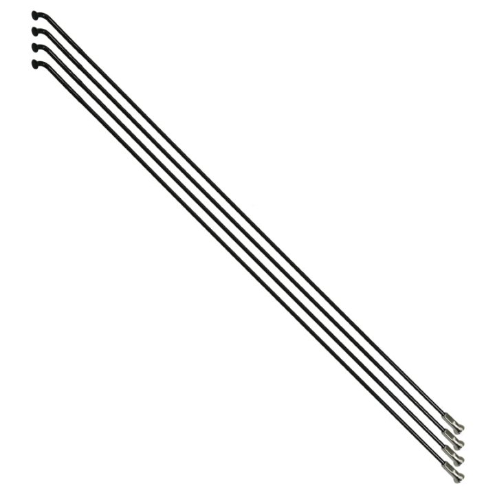 Rayon Renforcé INOX Noir 2,0 mm Avec Tête Coudée En 2,3 mm L 282 mm Sapim Avec Écrou (Vendu Par 4)