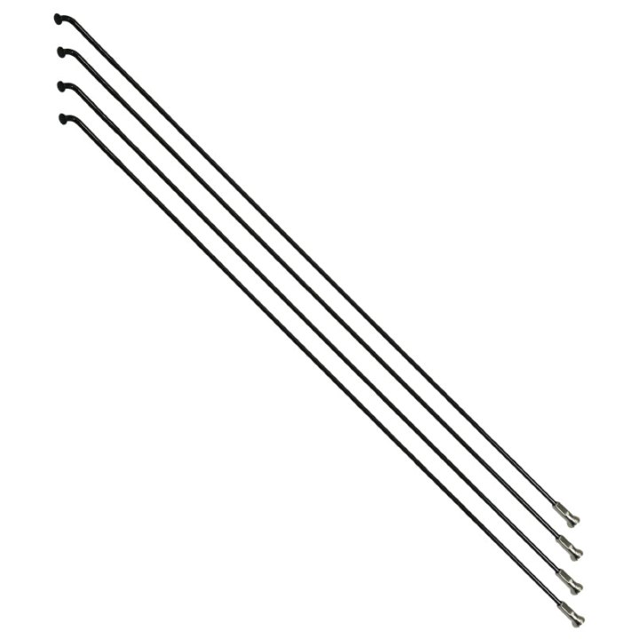 Rayon Renforcé INOX Noir 2,0 mm Avec Tête Coudée En 2,3 mm L 302 mm Sapim Avec Écrou (Vendu Par 4)
