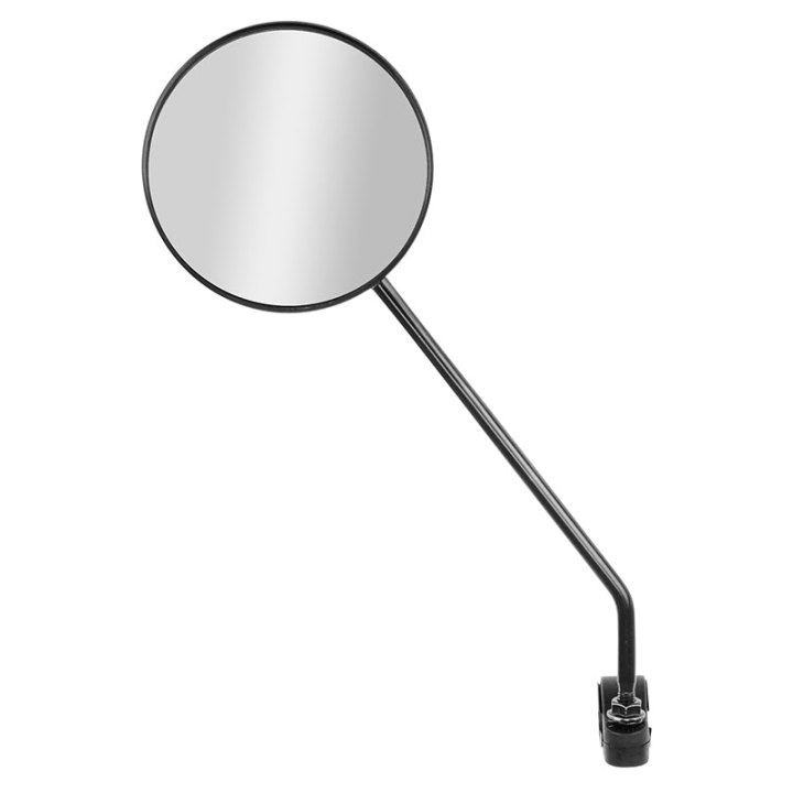 Rétroviseur Vélo Gauche Ou Droit Rond Noir Fixation Collier Tige 170 mm Réglable 22.2 mm (Miroir Diam 85 mm) (Vendu Sur Carte)
