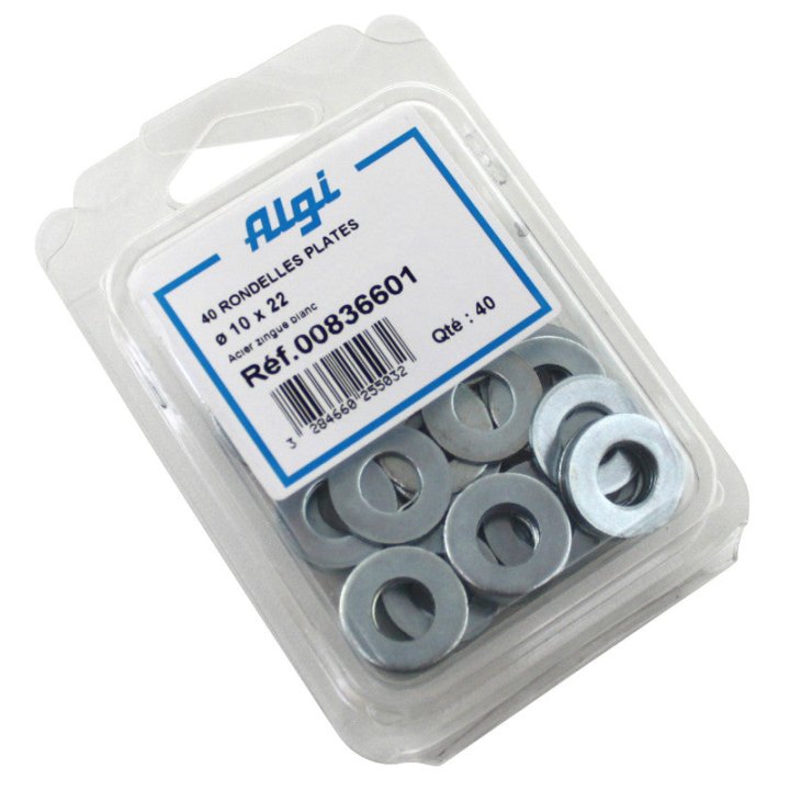 Rondelle Plate Acier Diam 10X22 (Blister De 40) (00836601) -Algi-