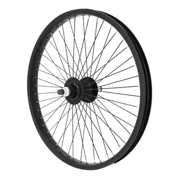 Roue BMX 20" Arrière Noir Moyeu Flip-Flop Alu Noir 48T. Axe Plein 14 mm Avec Écrous