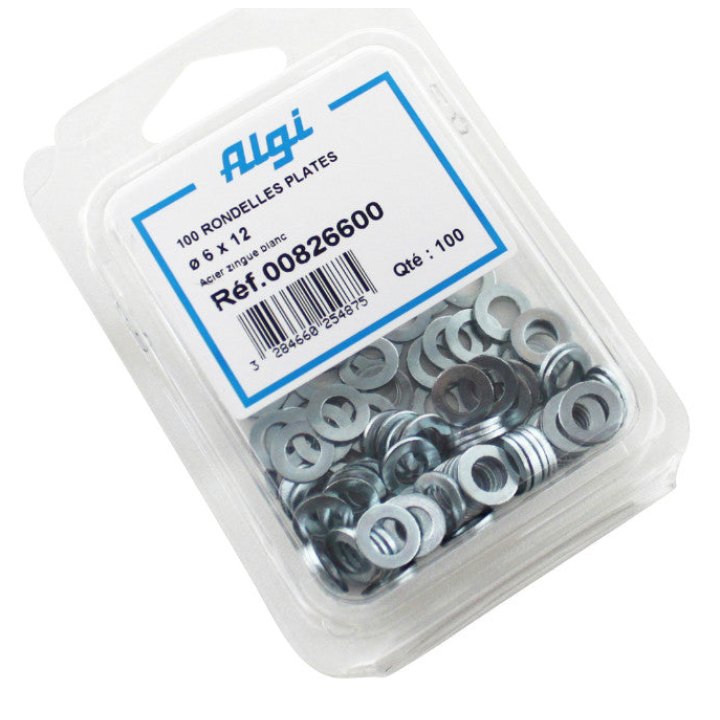 Rondelle Plate Acier Diam 6X12 (Blister De 100) (00826600) -Algi-