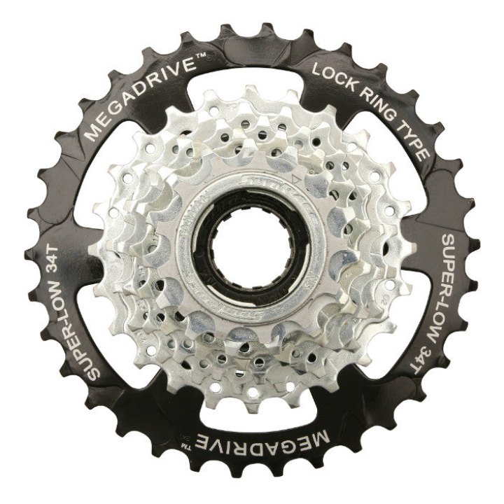 Roue Libre 7V. Sunrace 13-34 Megadrive Megarange Argent Indexee (En Boite)