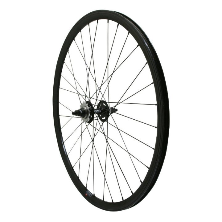 Roue Route - Fixie Patin P2R Noir Arrière Double Filetage Avec Pignon 16 dents Avec Écrous Jante 17C Profil 28 mm