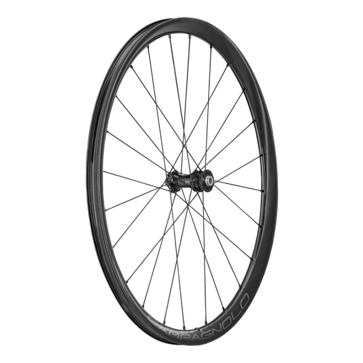 Roue Gravel Disque 700 Campagnolo Levante Avant Noir Centerlock Tubeless Ready Axe Traversant 12-100 24 Rayons Jante 25C