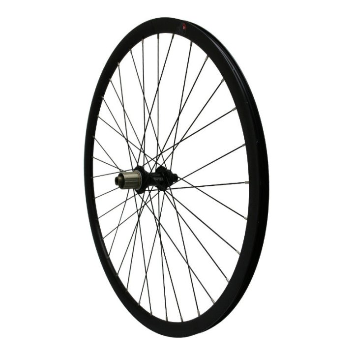 Roue Gravel - Route Disque 700 Pulse 19 Arrière Moyeu Roulement Centerlock Noir Cassette 11-10V Tubeless Ready Axe Traversant 12-142 Jante 19C 32 Rayons Acier Noir