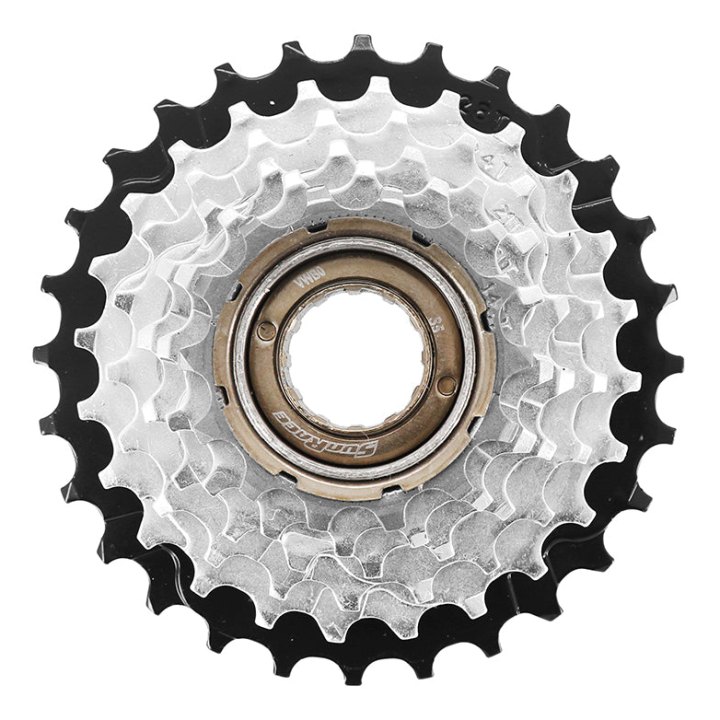 Roue Libre 6V. Sunrace 14-28 Argent-Noir Indexee (En Boite)