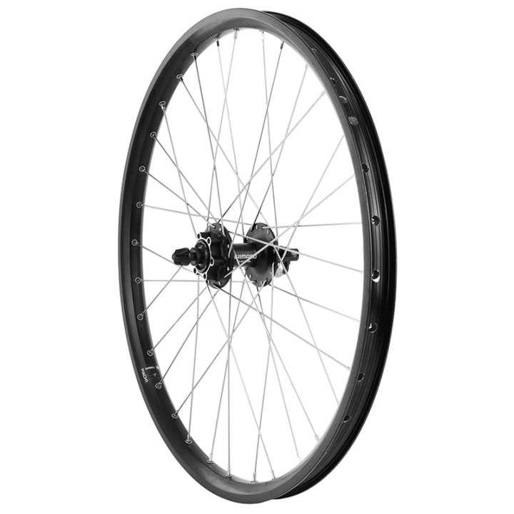 Roue VTT - Cargo - VAE - E-Bike - Longtail Disque Blocage 24" Kargo L Moyeu Shimano M475 Disque 6 Trous Noir (Renforcé) Jante 25C 32 Rayons INOX -Poids Max 225 Kg-