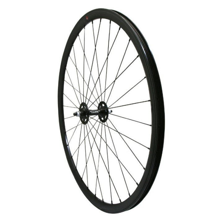 Roue Route - Fixie Patin P2R Noir Avant Avec Écrous Jante 17C Profil 28 mm
