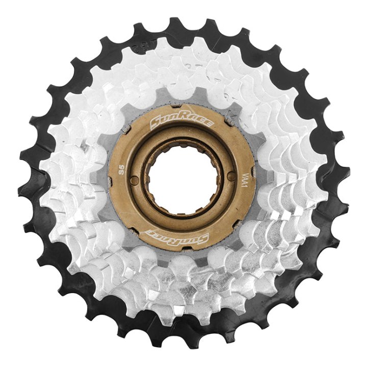 Roue Libre 7V. Sunrace 14-28 Argent-Noir (Montage Atelier)