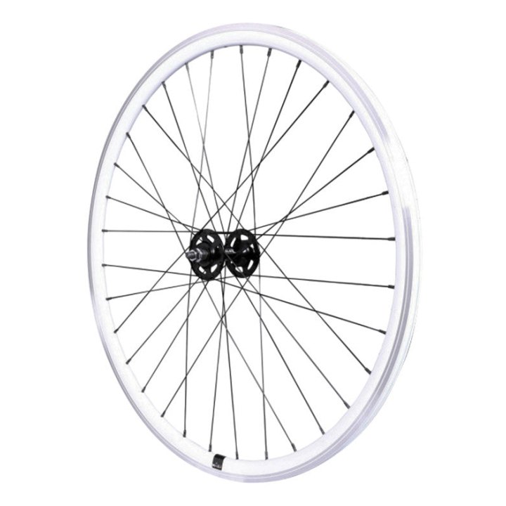 Roue Route - Fixie Patin P2R Blanc Avant Avec Écrous Jante 17C Profil 28 mm