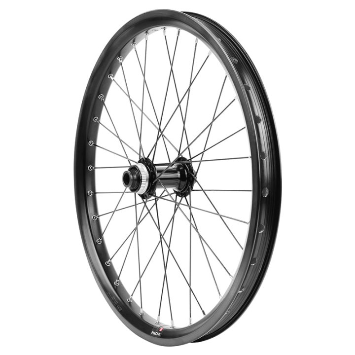 Roue VTC - Cargo - VAE - E-Bike - Longtail Centerlock Axe Traversant 406 X 27 - 20" Kargo XL Moyeu Shimano Tc500 Avant Noir (Renforcé) Jante 27C 32 Rayons Renforces Acier -Poids Max 250 Kg-