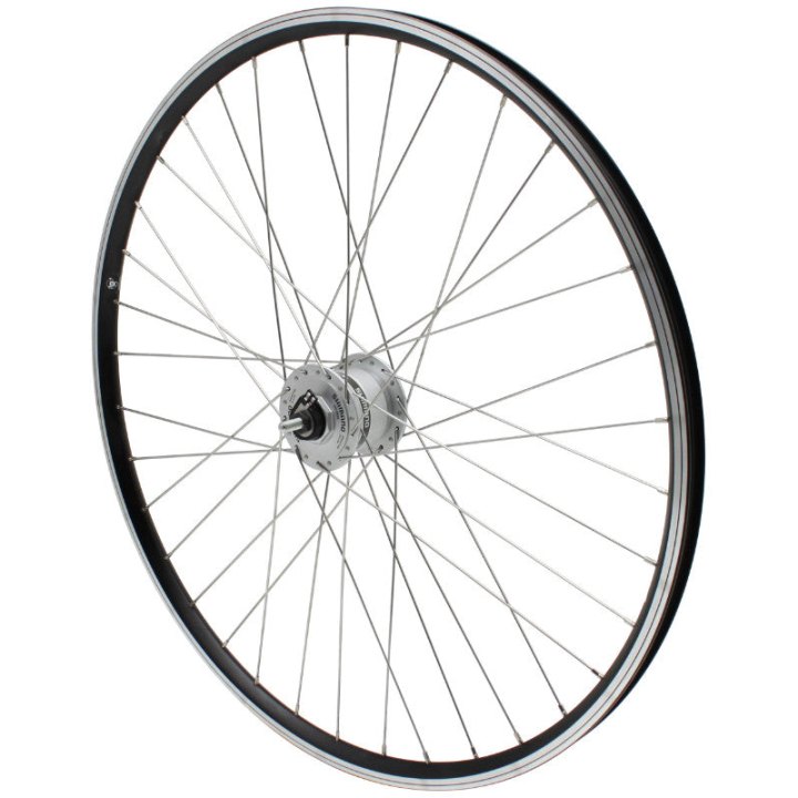 Roue VTC Patin 700 X 35 - 28" Er10 Noir Avant Moyeu Écrou Shimano Argent Dynamo Dh2N 6 Volt-2.4W (Éclairage Avant) Jante 19C