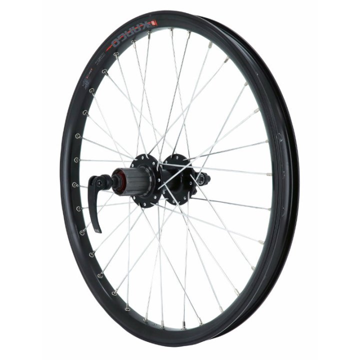 Roue VTT - Cargo - VAE - E-Bike - Longtail Disque Blocage 20" Kargo L Arrière Noir Moyeu Velox 6 Trous Cassette 11-10-9V (Renforcé) Jante 25C 32 Rayons -Poids Max 225 Kg-