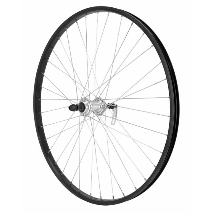 Roue VTT Patin Blocage 26" M110 Arrière Noir Moyeu Argent Roue Libre 7-6-5V Jante 21C