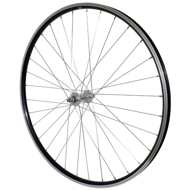 Roue VTC Patin 700 X 35 - 28" P2R Avant Alu Noir Double Paroi Moyeu Alu Axe Plein