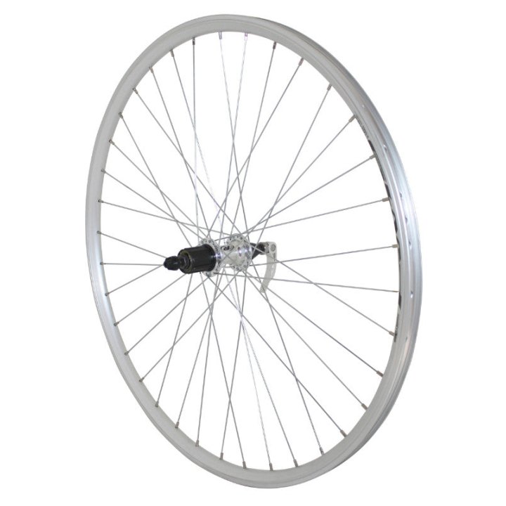 Roue VTC Patin Blocage 700 X 35 - 28" Er10 Argent Arrière Moyeu Qc300 Cassette 11-10-9-8V 36 Rayons Jante 19C