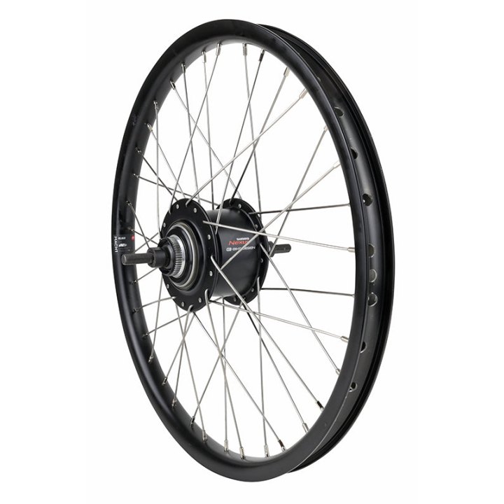 Roue VTT - Cargo - VAE - E-Bike - Longtail 20" Er20 Arrière Noir Double Paroi Moyeu Nexus 5V Frein Centerlock 36 Rayons INOX (J.40625)