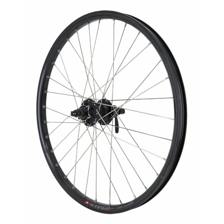 Roue VTT - Cargo - VAE - E-Bike - Longtail Disque Blocage 24" Kargo L Moyeu Shimano M475 Cassette 11-10-9V 6 Trous Noir (Renforcé) Jante 25C 32 Rayons INOX -Poids Max 225 Kg-
