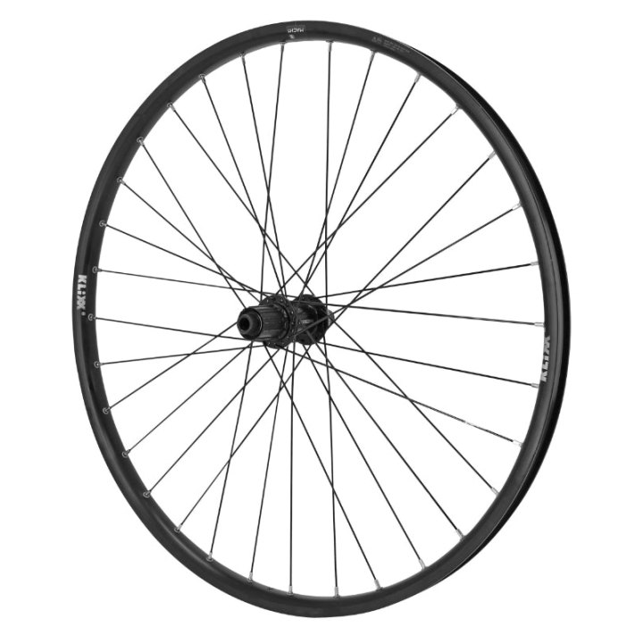 Roue VTT Disque 27.5" Klixx Tubeless Ready Arrière Noir Moyeu Shimano Tc500 11-10-9V Centerlock Axe Traversant 12-142 Rayons Noirs Jante 23C