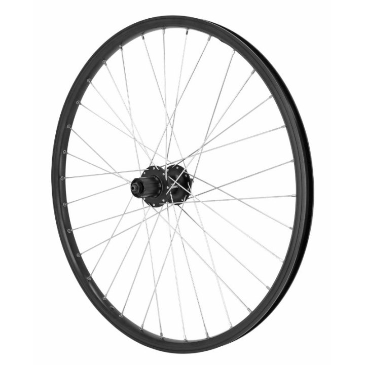 Roue VTT Disque Blocage 26" M260 Arrière Noir Moyeu Shimano M475 9-10-11V Disque 6 Trous Rayons Argent