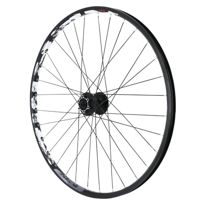 Roue VTT Disque Blocage 26" Karma Avant Noir Moyeu Shimano M475 Disque 6 Trous Noir Rayons Noirs 32 Rayons Jante 21C