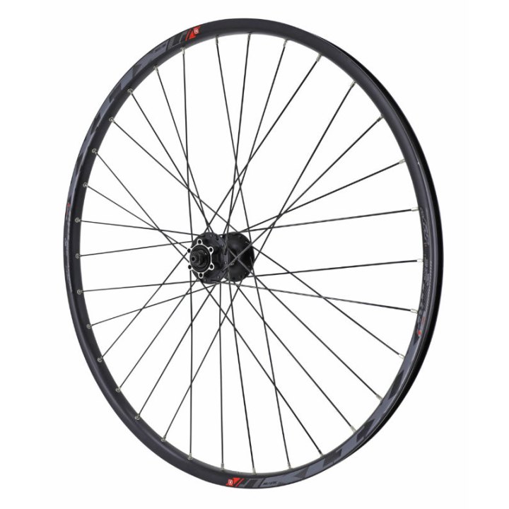 Roue VTT Disque Blocage 27.5" Klixx Tubeless Ready Avant Noir Moyeu Shimano M475 Disque 6 Trous Rayons Renforces En 2.2 mm Pour VAE - Jante 23C 32 Rayons All Mountain