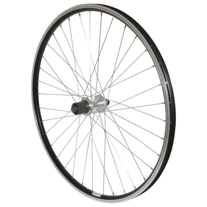 Roue VTT Patin Blocage 26" P2R Arrière Noir Double Paroi Moyeu Alu Cassette 9-8V