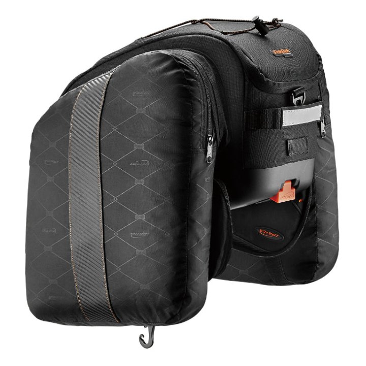 Sacoche Arrière Vélo Double - Trunkbag Ibera Commuter Noir 15L Fixation Arrière Avec Plaque Livre Pour Tout Porte Bagage (37X22X25 cm)
