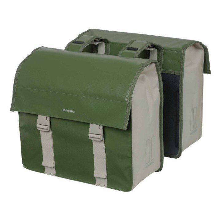 Sacoche Arrière Vélo Double Basil Urban Load Impermeable Vert - Sable 48-53L (41X18X46 cm) Waterproof