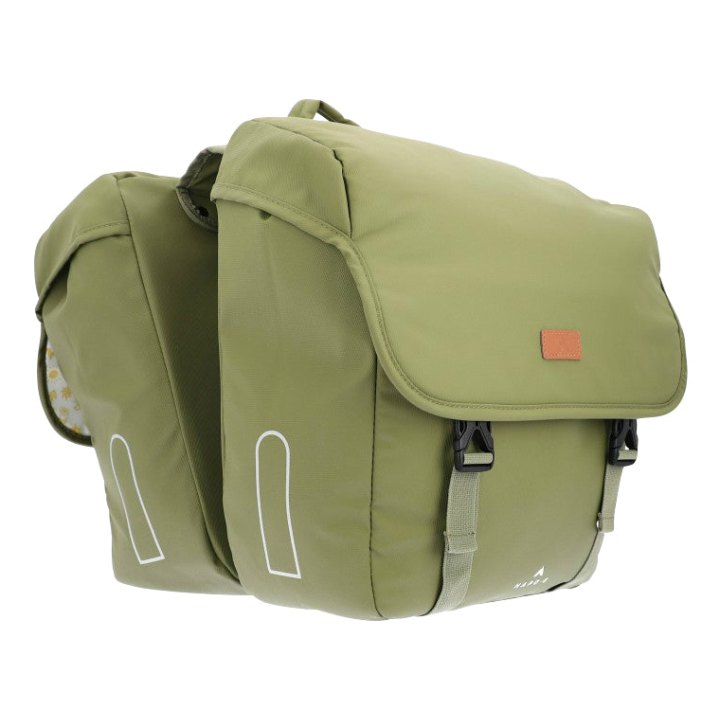 Sacoche Arrière Vélo Double Hapo.G 2X13,5L Kaki (35X34X13 cm) - Fixation Sangles Reglables Et Velcros Sur Porte Bagage