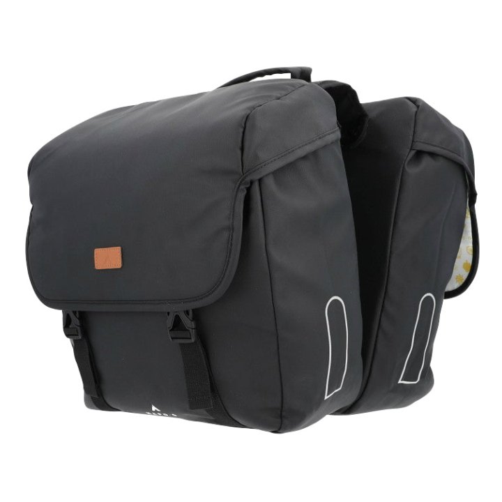Sacoche Arrière Vélo Double Hapo.G 2X13,5L Noir (35X34X13 cm) - Fixation Sangles Reglables Et Velcros Sur Porte Bagage
