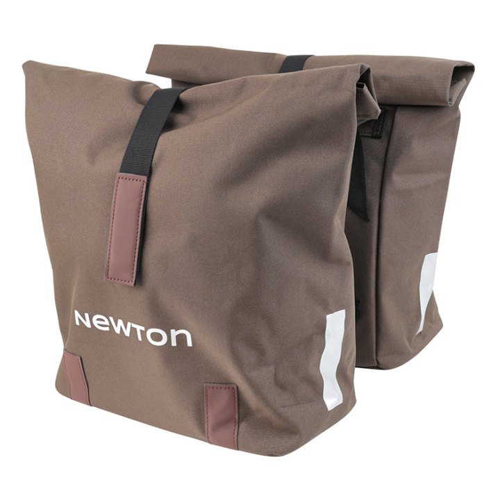 Sacoche Arrière Vélo Double Newton Marron 22L Fixation Sangles Sur Porte Bagage (35X12X27 cm) Fermeture Pliant Anti-Pluie