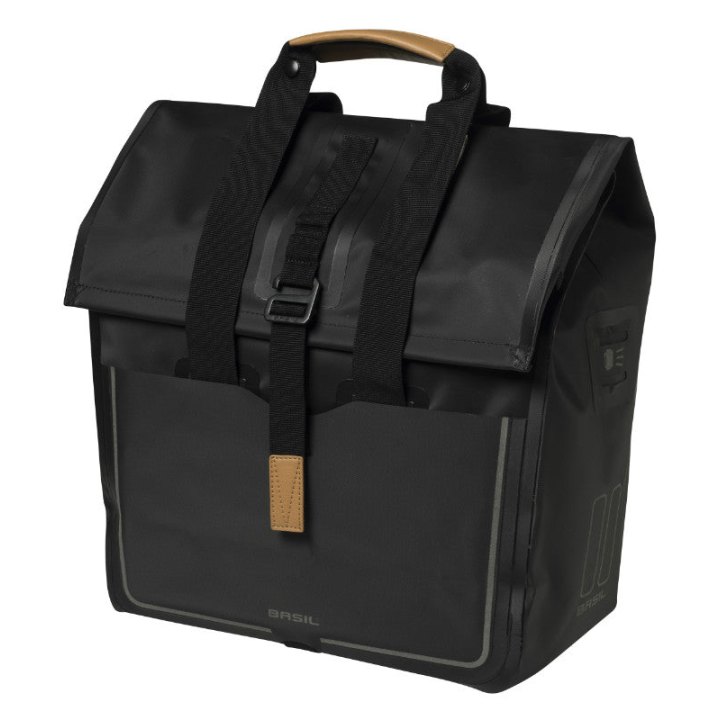 Sacoche Arrière Vélo Laterale Basil Urban Dry Shopper Noir Droit-Gauche Waterproof 20L (32X15X37 cm)