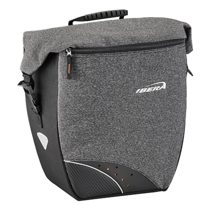 Sacoche Arrière Vélo Laterale Ibera Pro Grise 30L Fixation Systeme Pakrak Side (32X16X34 cm) - Compatible Avec Porte Bagage 205653 - Livre Avec Bandouillere