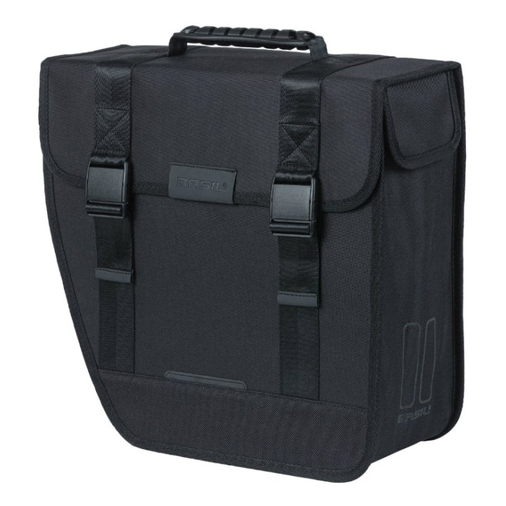 Sacoche Arrière Vélo Laterale Basil Tour Gauche 14L Noir Fixation Crochet Hook (34X14X34 cm)
