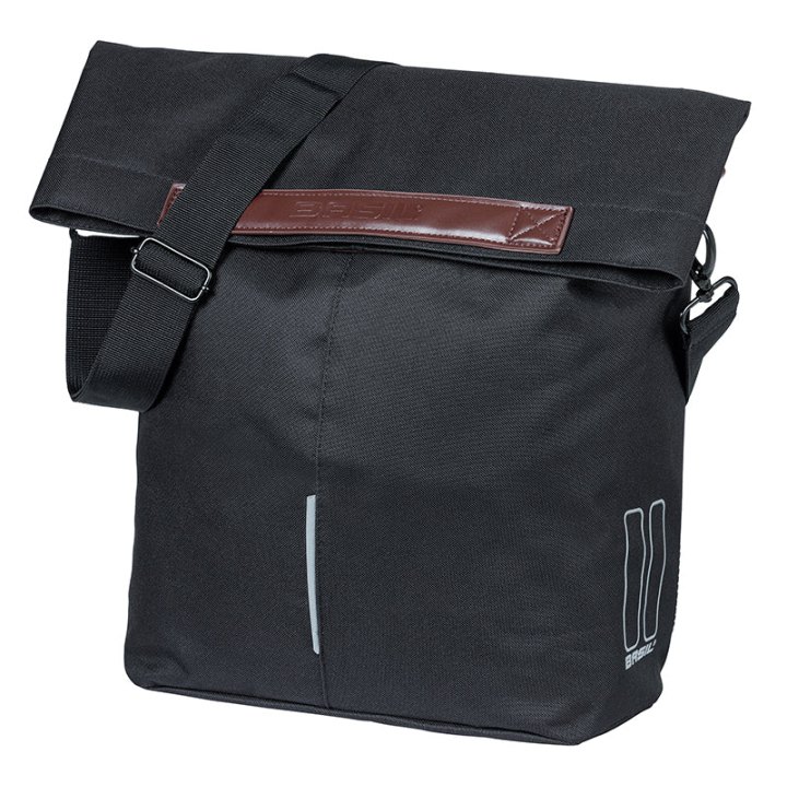 Sacoche Arrière Vélo Laterale Sac Bandouliere Basil City Shopper Noir Droit-Gauche 14-16L Fixation Mik Hooks Porte Bagage Fermeture Pliant Anti-Pluie
