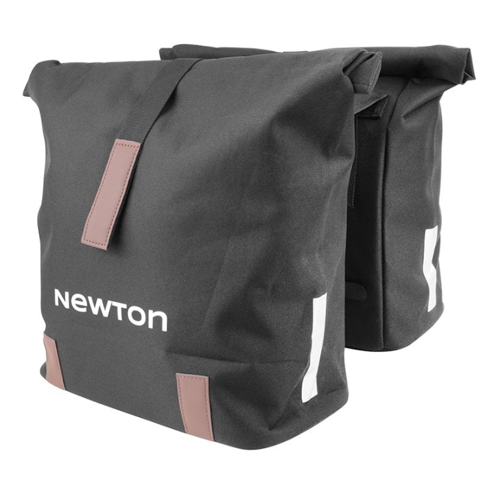 Sacoche Arrière Vélo Double Newton Noir 22L Fixation Sangles Sur Porte Bagage (35X12X27 cm) Fermeture Pliant Anti-Pluie