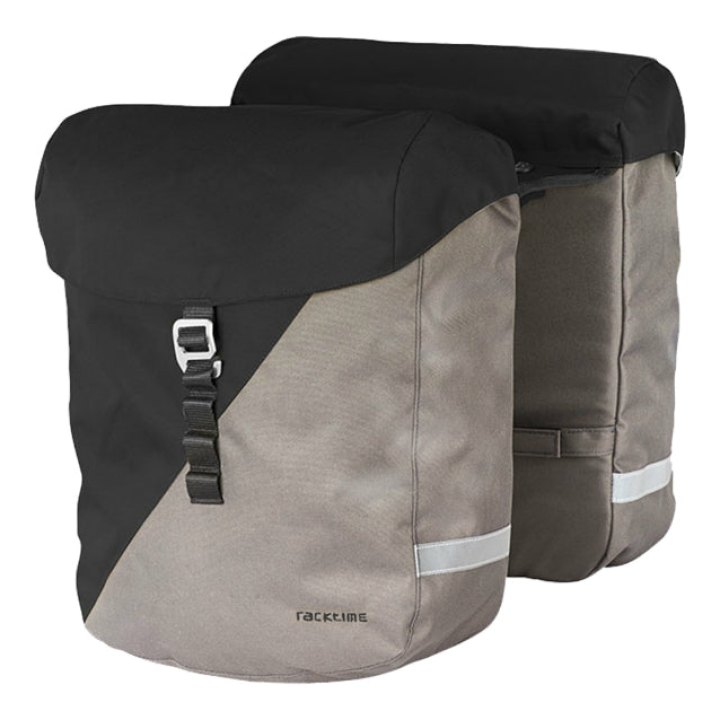 Sacoche Arrière Vélo Double Racktime Vida 2.0 24L Noir Et Pierre (32X14X36 cm) - Compatible Systeme Racktime Snapit 2.0 (Nouvelle Version Après 2021 Monte Chez Scott)