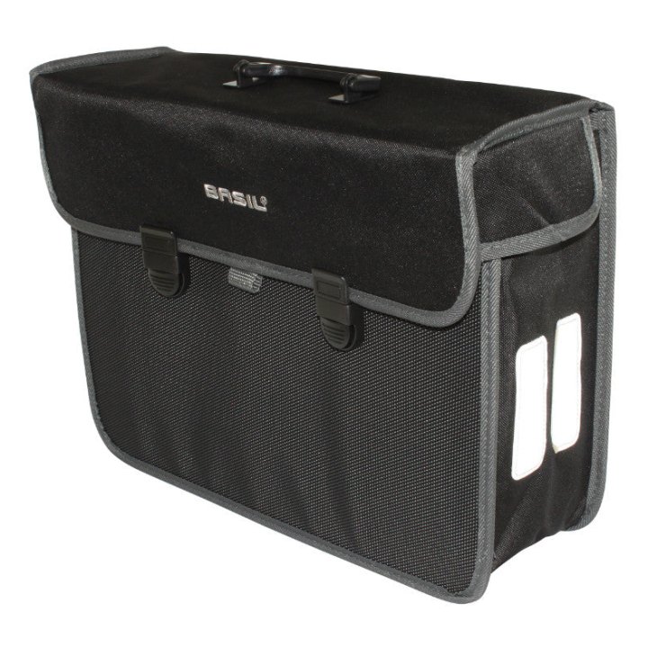Sacoche Arrière Vélo Laterale Basil Malaga Droit-Gauche 17L Fixation Hook On Sur Porte Bagage Noir (40X16X31 cm)