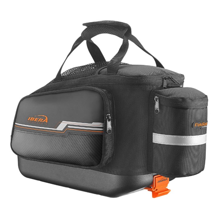Sacoche Arrière Vélo Trunkbag Ibera Commuter Bag Noir 17L Fixation Porte Bagage Systeme Pakrak (38X22X26 cm) -