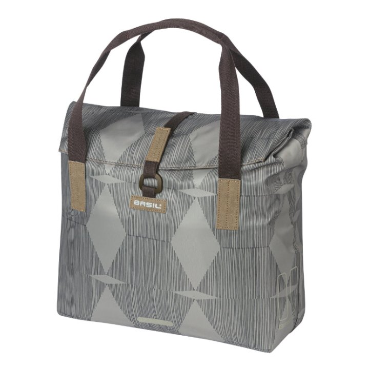 Sacoche Arrière Vélo Laterale Sac Bandouliere Basil City Shopper Elegance Taupe Droit-Gauche 20-26L Fixation Hook-On Porte Bagage Fermeture Pliant Anti-Pluie