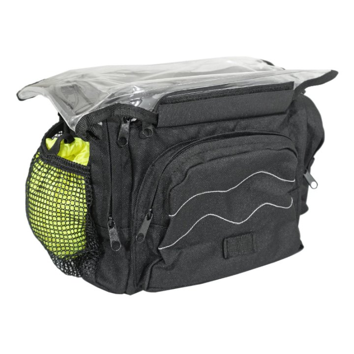 Sacoche De Cintre-Guidon Vélo Newton N4 Noir Fixation Clip 25.8-31.8 Avec Lecteur Carte (Lg30Xl19Xh21)