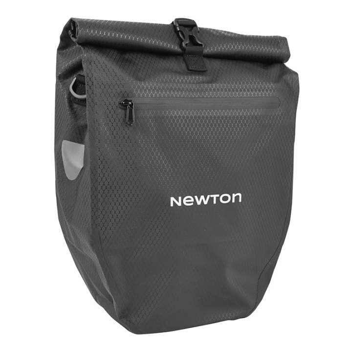 Sacoche Arrière Vélo Laterale Sac Bandouliere Newton Noir Droit-Gauche 21L Fixation Quick Lock Pour Porte Bagage Avec Systeme Antivol (53 X 29,5 X 13,5 cm)