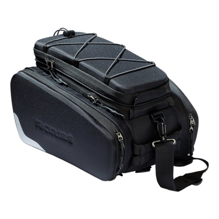 Sacoche Arrière Vélo Racktime Odin Noir Fixation Porte Bagage (L 37 cm X L 24 cm X H 24 cm) - Compatible Systeme Racktime Snapit (Avec Sacoches Laterale Rabatables)